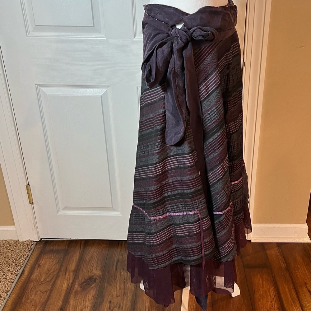 Annah Stratton Women's One Size Two Sided Purple Pink Wrap Skirt Tulle - Picture 5 of 9